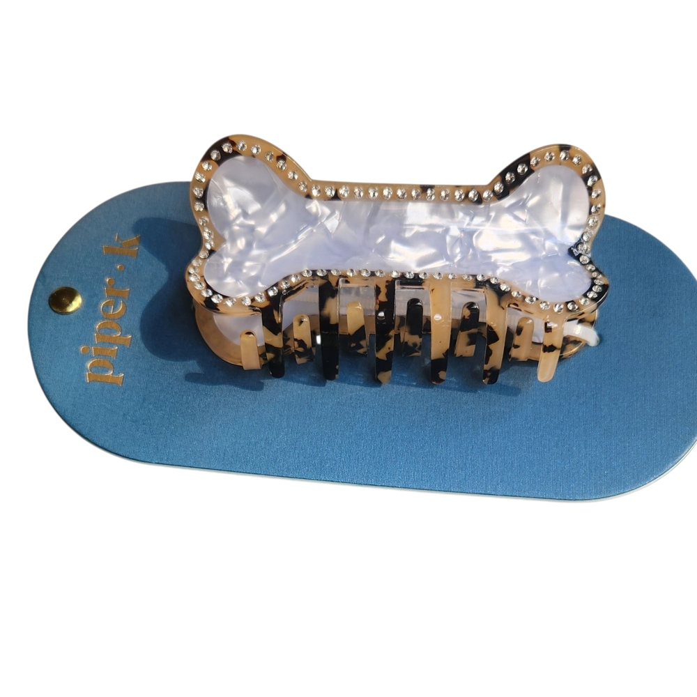 Piper K Rhinestone Dog Bone Large Hair Clip - Picture 5 of 5